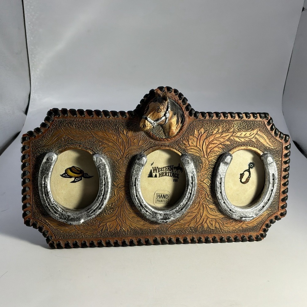 Western Heritage By FIGI Graphics Hand Painted 3D Triple Photo Frame‎